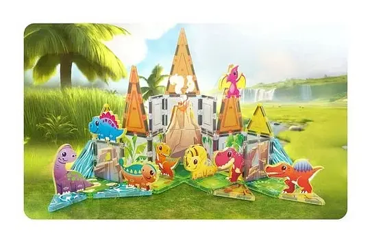 Конструктор магнітний DINOSAUR SET з 8 фігурками динозаврів PTQ13/28848 PICASSO TILES 38 деталей у коробці - фото 7