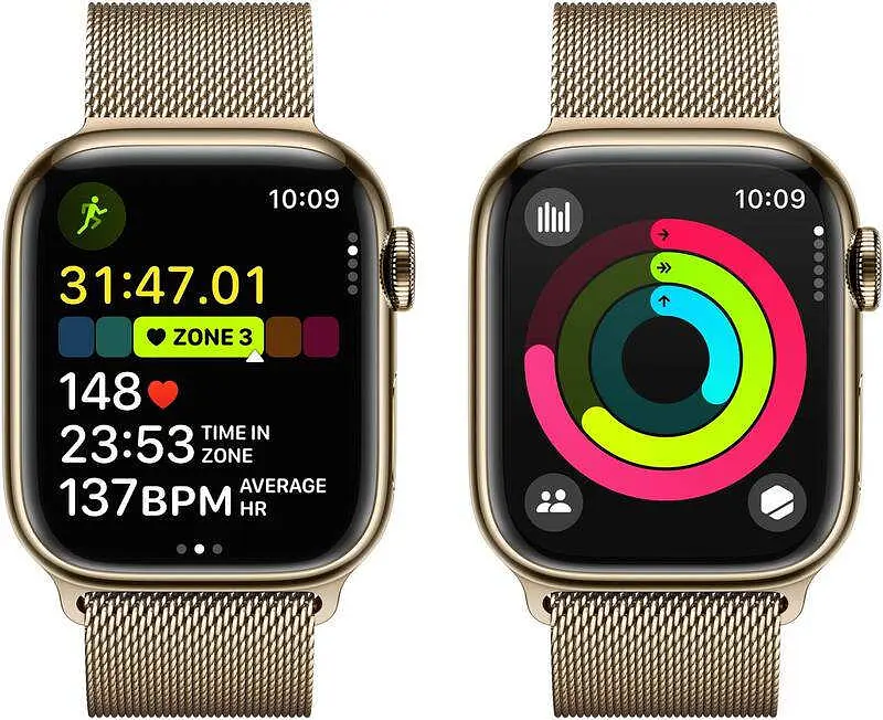 Смарт-часы Apple Watch Series 9+ LTE 45mm Gold Stainless Steel Case with Gold Milanese Loop (MRMU3) - фото 6