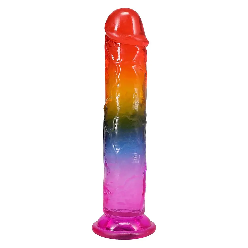 Ділдо Doc Johnson Crystal Jellies 7.5 Inch Dong Rainbow, 19.7 см - фото 2