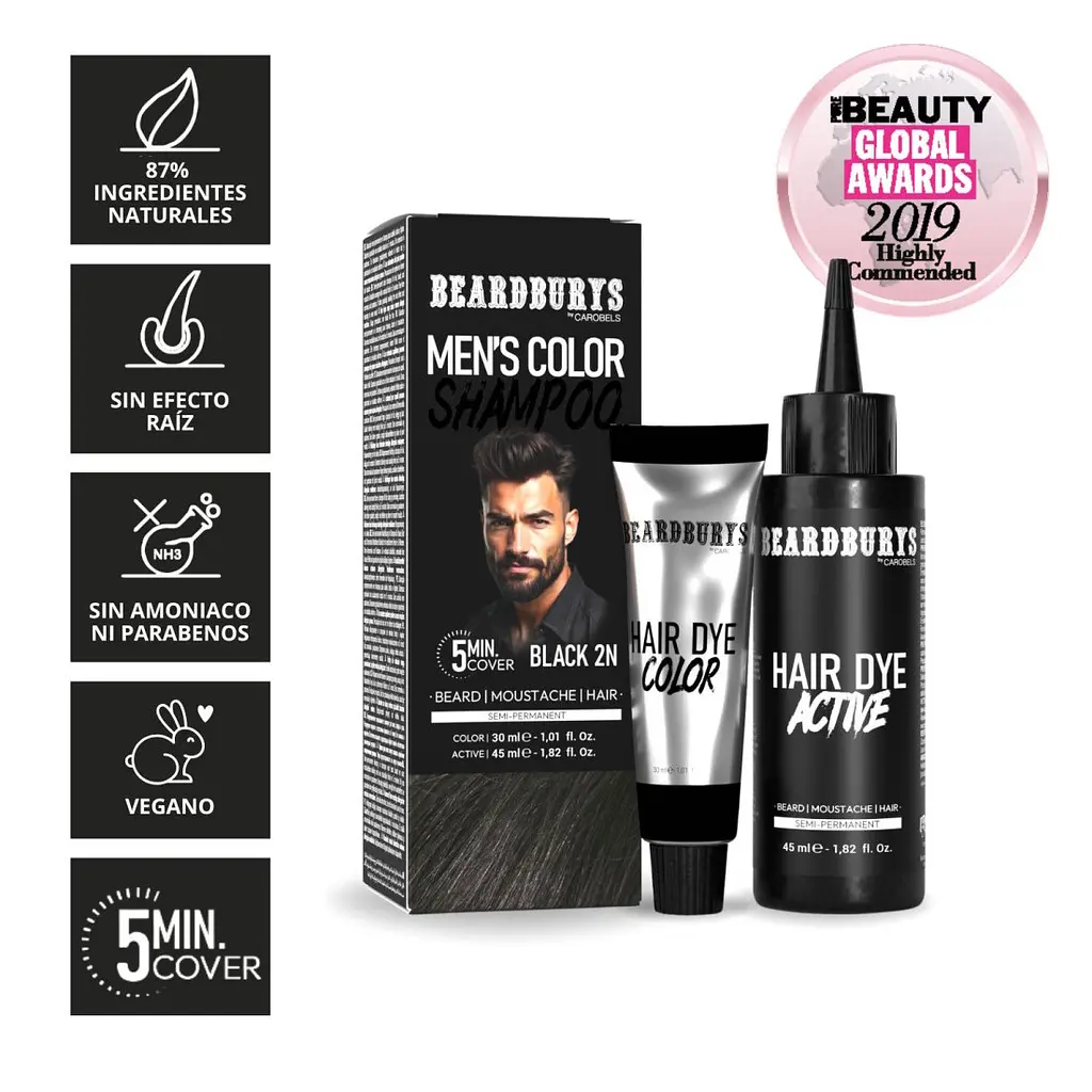 Шампунь камуфлюючий Beardburys Men's Color Shampoo Black 2N чорний - фото 4