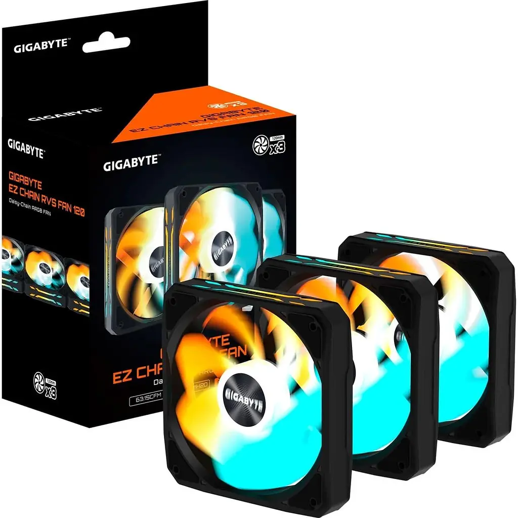 Комплект вентиляторів Gigabyte EZ CHAIN RVS FAN 120мм 3-Pack Black (GP-GBT EZRVSFAN1203) - фото 6