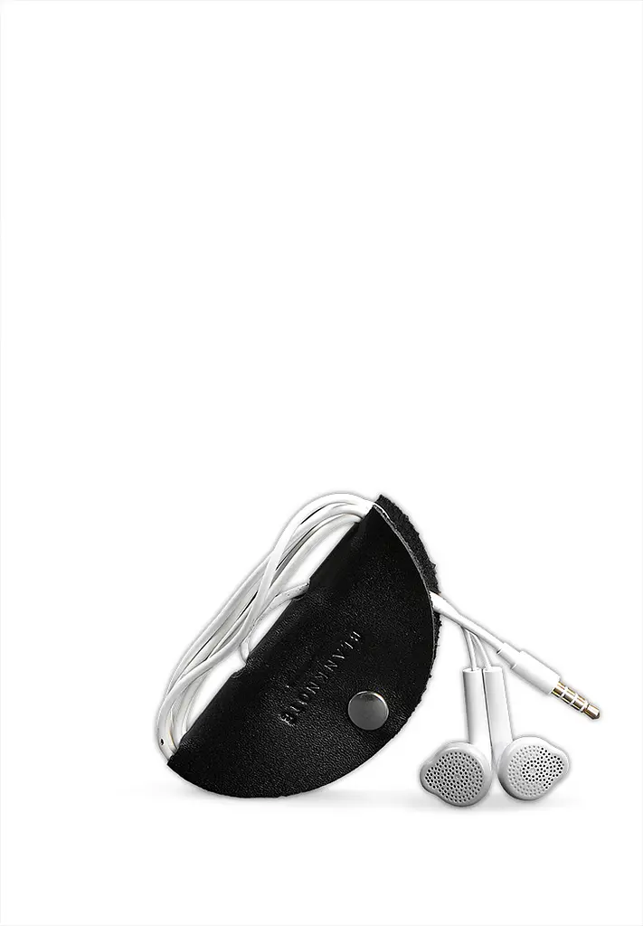 Кожаный холдер для наушников и проводов угольно-черный - фото 2