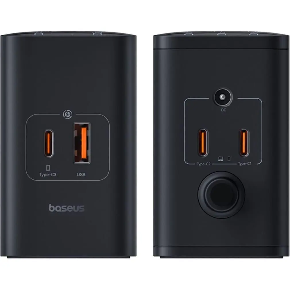 Зарядний пристрій Baseus Digital GaN Intelligent Desktop Fast Charger 240W (3xType+C+USB+DC) (With Cable DC to DC black (P10163901113-00) - фото 2