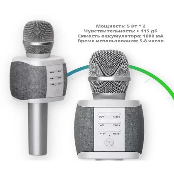 Караоке микрофон Tosing XR-27 беспроводной портативный 2 в 1 функция Bluetooth колонки + режим фонограммы серый (XR-27_1340) - фото 4