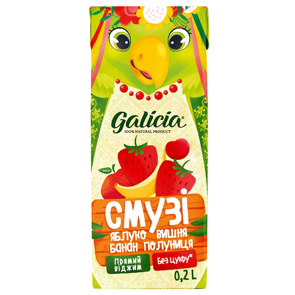 Смузи Galicia Яблоко-вишня-банан-клубника 200 мл (776688) - фото 5