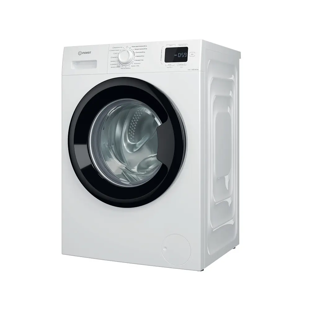 Пральна машина Indesit фронтальна, 6кг, 1200, A+++, 44.6см, дисплей, пара, інвертор, люк чорний, білий - фото 2