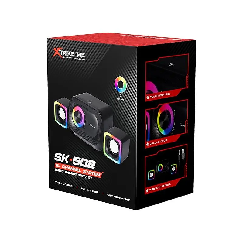 Акустика для ПК XTRIKE ME Wired Speaker SK-502 5W+3W x 2, 3.5mm+USB, RGB - фото 2