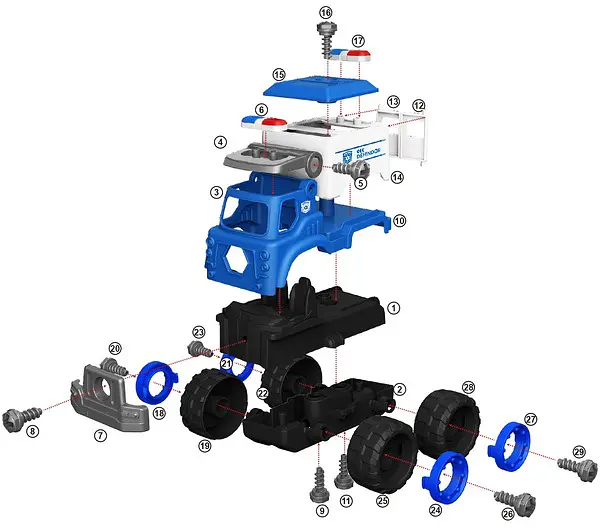 Конструктор DIY Spatial Creativity Полицейская машина LM9023, синий (CJ-1614174) - фото 2