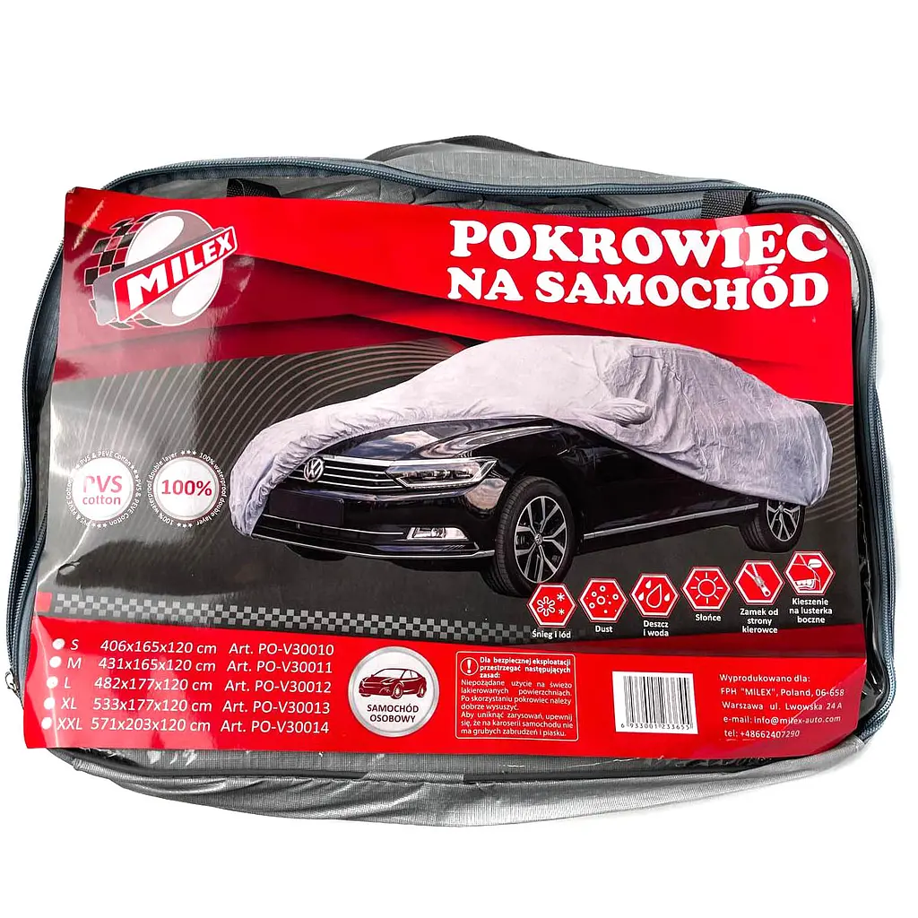 Автомобільний тент для седана Milex PEVA L 483x178x119 см (кишені під дзеркала замок) - фото 5