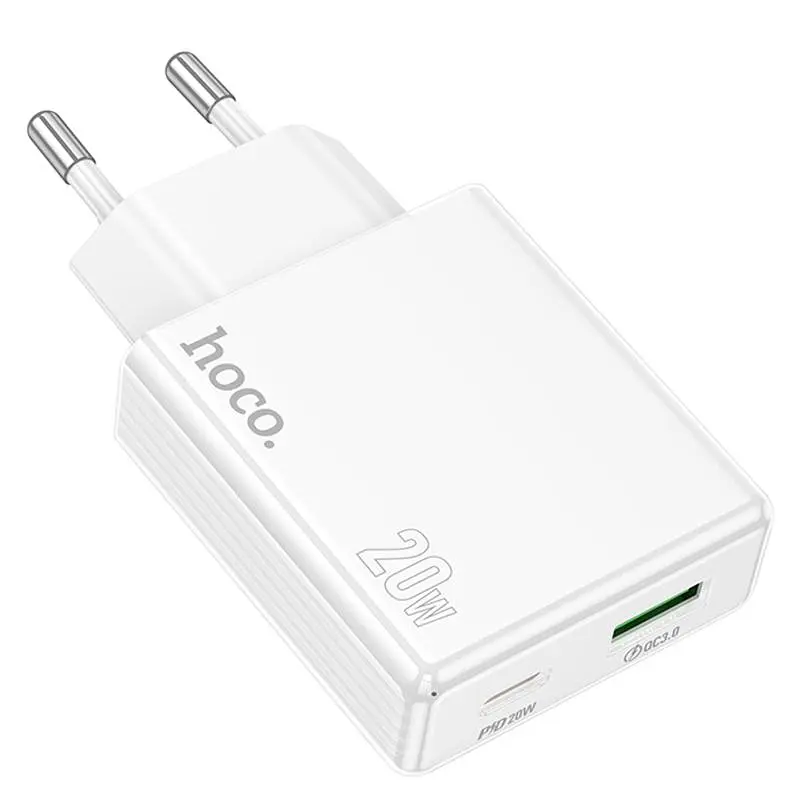МЗП Hoco C142A Direct PD20W+QC3.0 (1USB-A/1C) White - фото 3