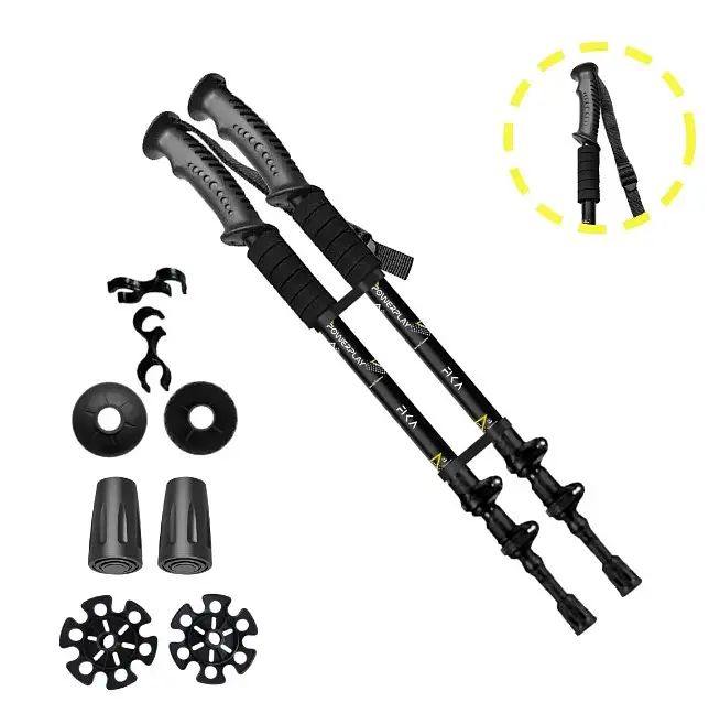 Трекинговые палки PowerPlay 9106 Fika Black/Yellow 60-135 см (пара) (PP_9106_FIKA_Bl/Yellow) - фото 2