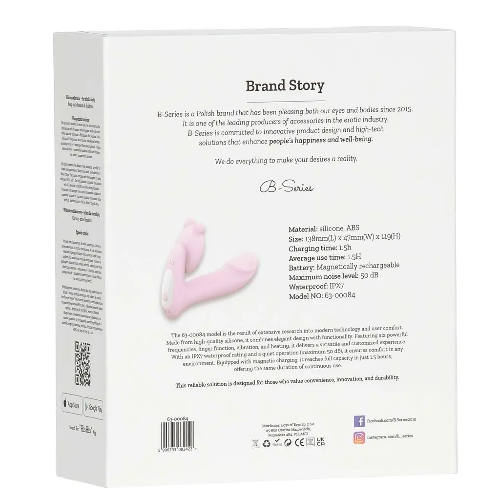 Вібратор B - Series Fox Finger function Heating + APP, 13.8 см (рожевий) - фото 8
