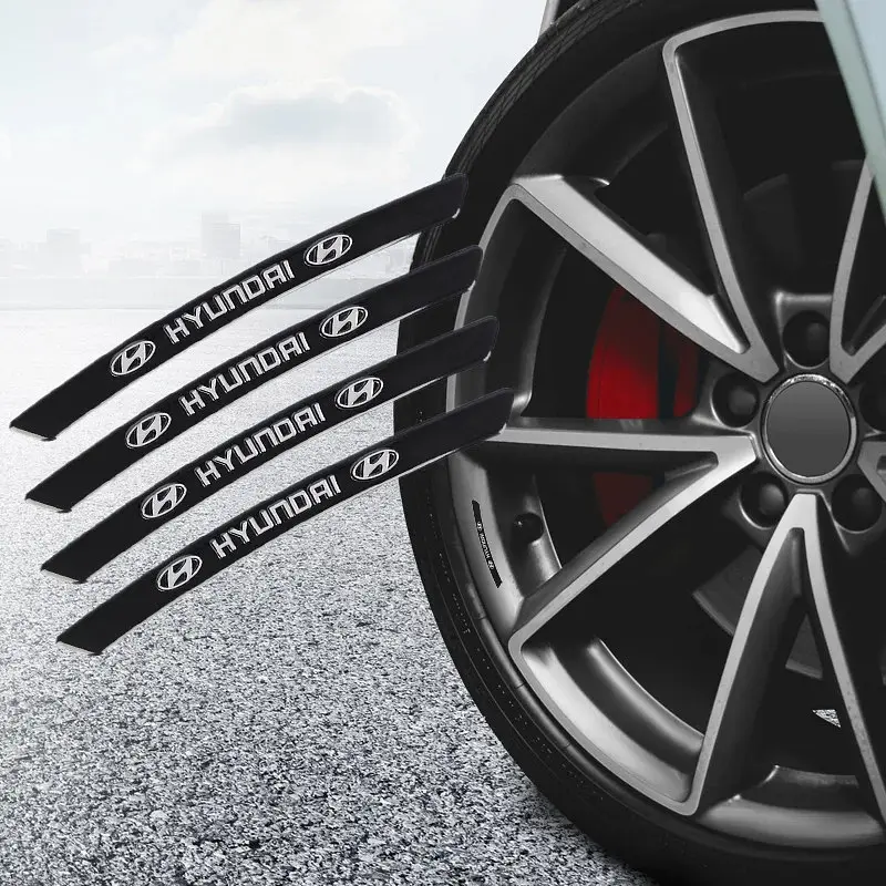 Емблема обода колеса Hyundai 4 шт Алюміній наклейка на диски на скотчі Чорні - фото 3