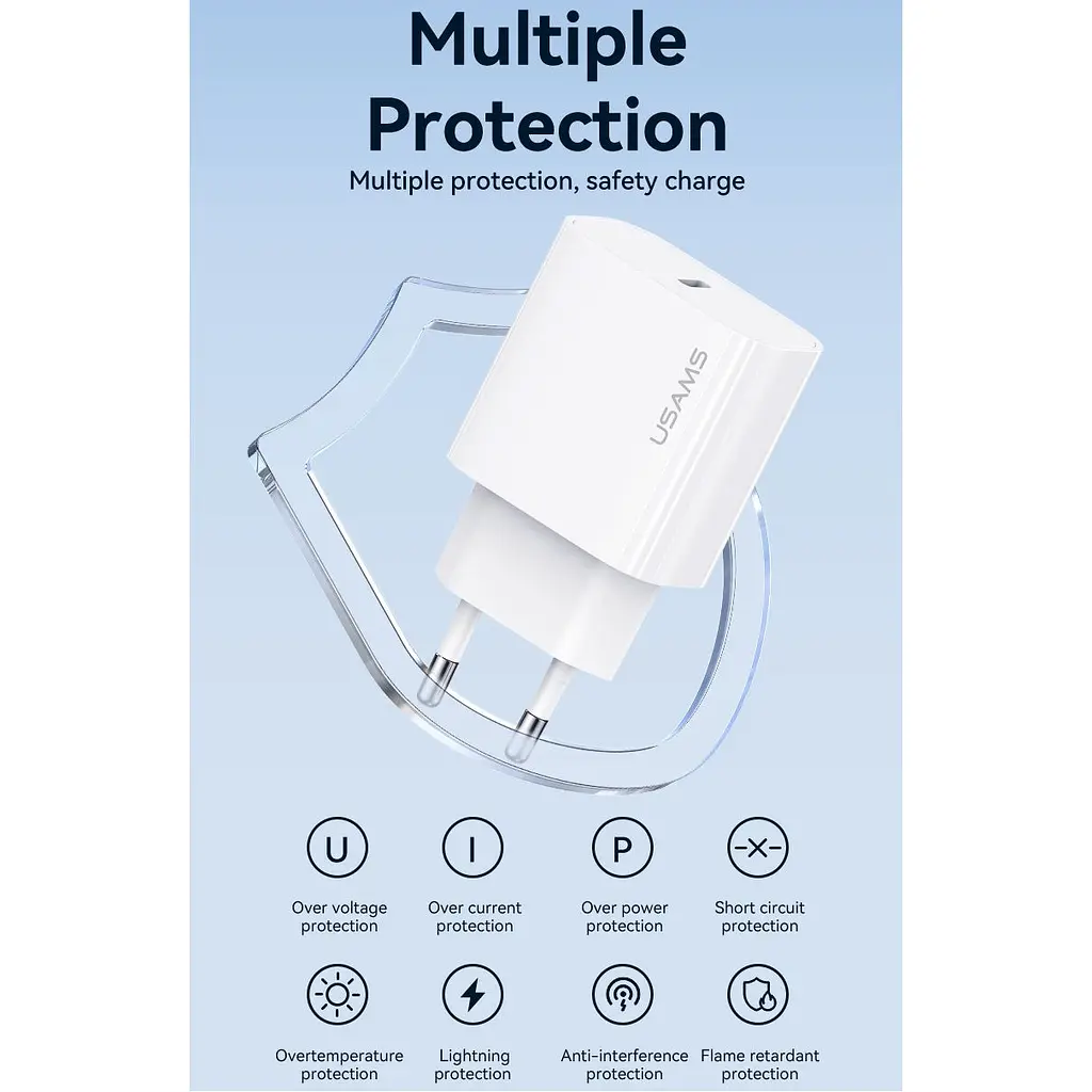 Мережевий зарядний пристрій Usams T65 USB-C 20W White (CC226TC01) [111162] - фото 9
