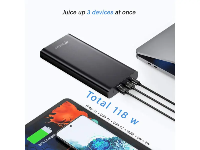 Зовнішній акумулятор (павербанк) Voltero 26800mAh S25 PD/100W QC/3.0/18W USB-C, USB-Ax2 (8720828063101, 6090525828894) - фото 4