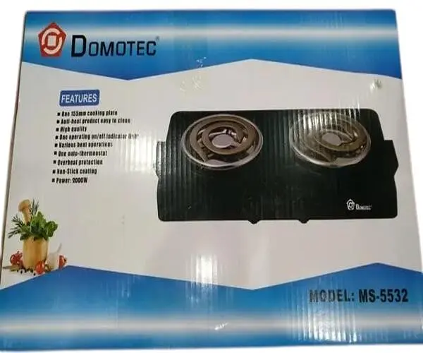 Електроплита потужна на 2 конфорки Domotec MS-5532 Чорний (MS-5532_4560) - фото 3