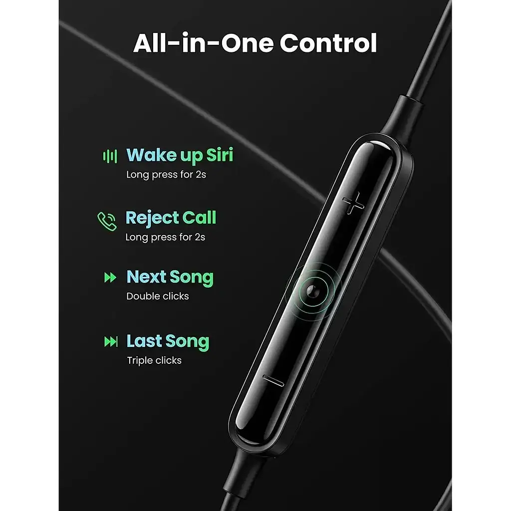 Наушники проводные Ugreen EP103 для iPhone In-Ear Earphones Lightning Connector черные (30631) - фото 6
