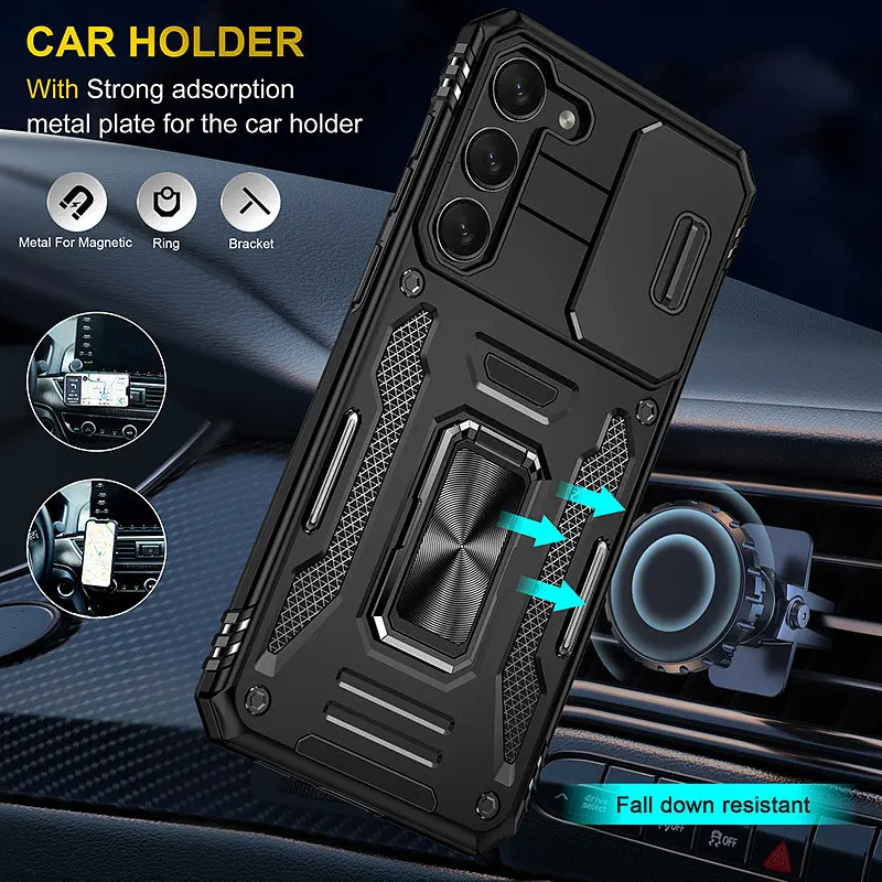 Ударостійкий чохол Camshield Army Ring для Samsung Galaxy S21 Чорний / Black - фото 2