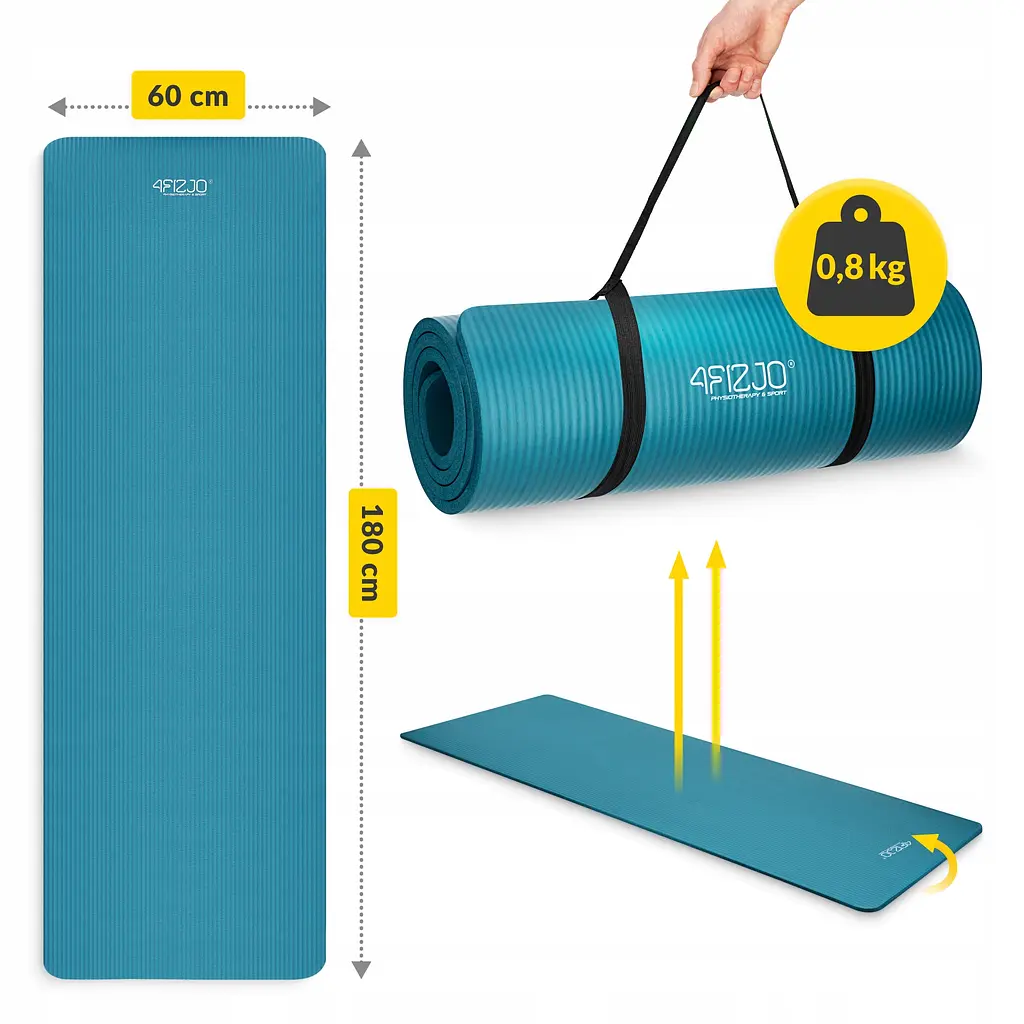 Килимок (мат) спортивний 4FIZJO NBR 180 x 60 x 1.5 см для йоги та фітнесу Sea Green (P-5905973406734) - фото 10