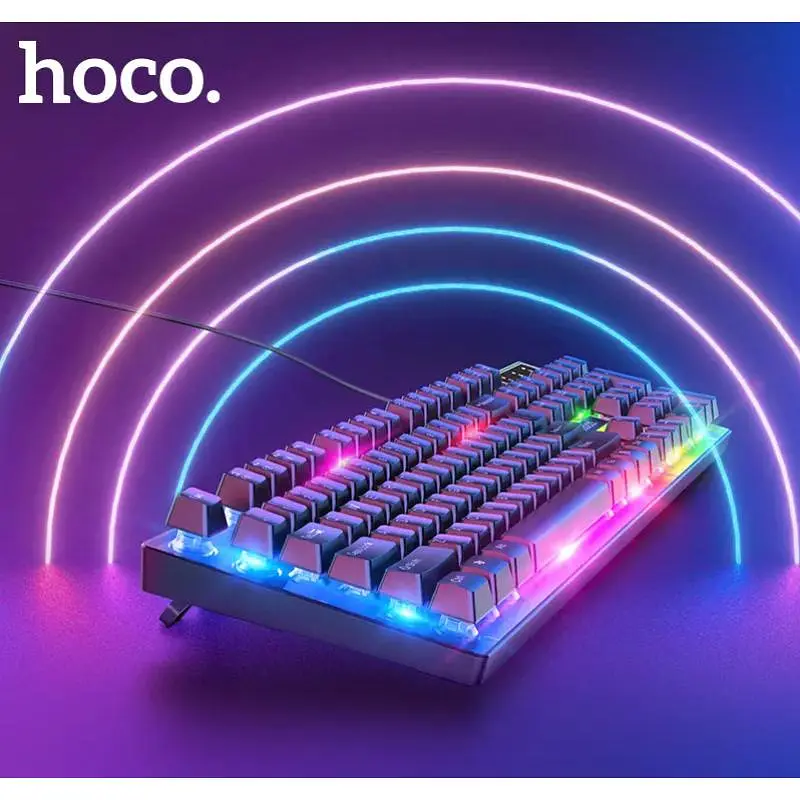 Ігровий комплект дротова мембранна клавіатура з мишею HOCO GM18 двомовна розкладка RU/ENG миша та клавіатура з підсвічуванням RGB набір геймерський для ПК та ноутбука Чорний - фото 8