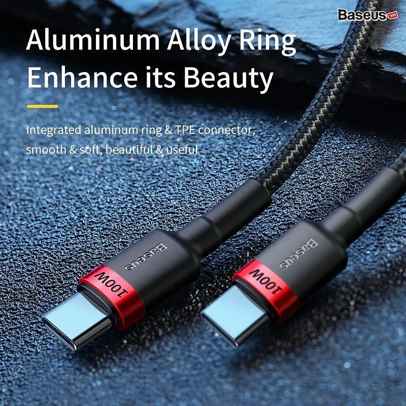 Дата кабель Baseus Cafule Type-C to Type-C PD2.0 100W (2m) (CATKLF-AL) Red/Black - фото 4