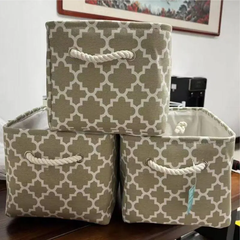 Корзины Органайзеры Lovely Svi для хранения белья, одежды, косметики, книг, игрушек 3 шт. 38×28×24 см бежевые (201257) - фото 4