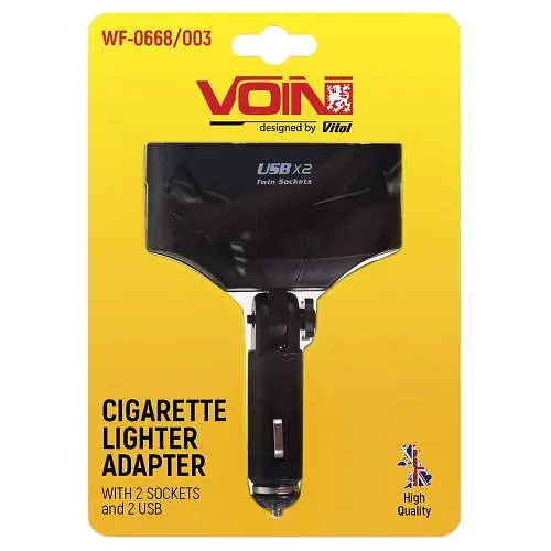 Автомобільний розгалужувач прикурювача VOIN 2 виходу 2USB 2400mA 12/24V Кутовий (WF-0668/003) - фото 3