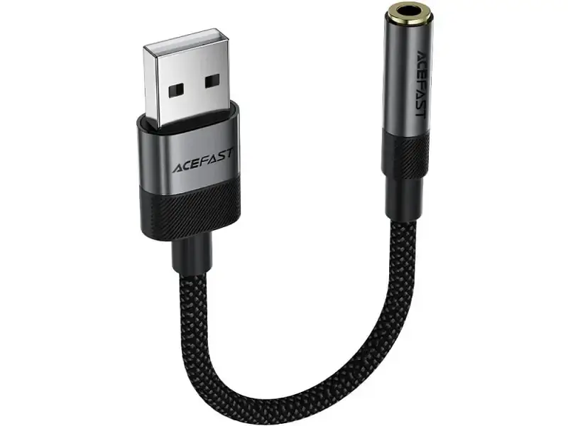 Адаптер Acefast J13 audio 3.5 - USB 15 см Black (6974316285298)