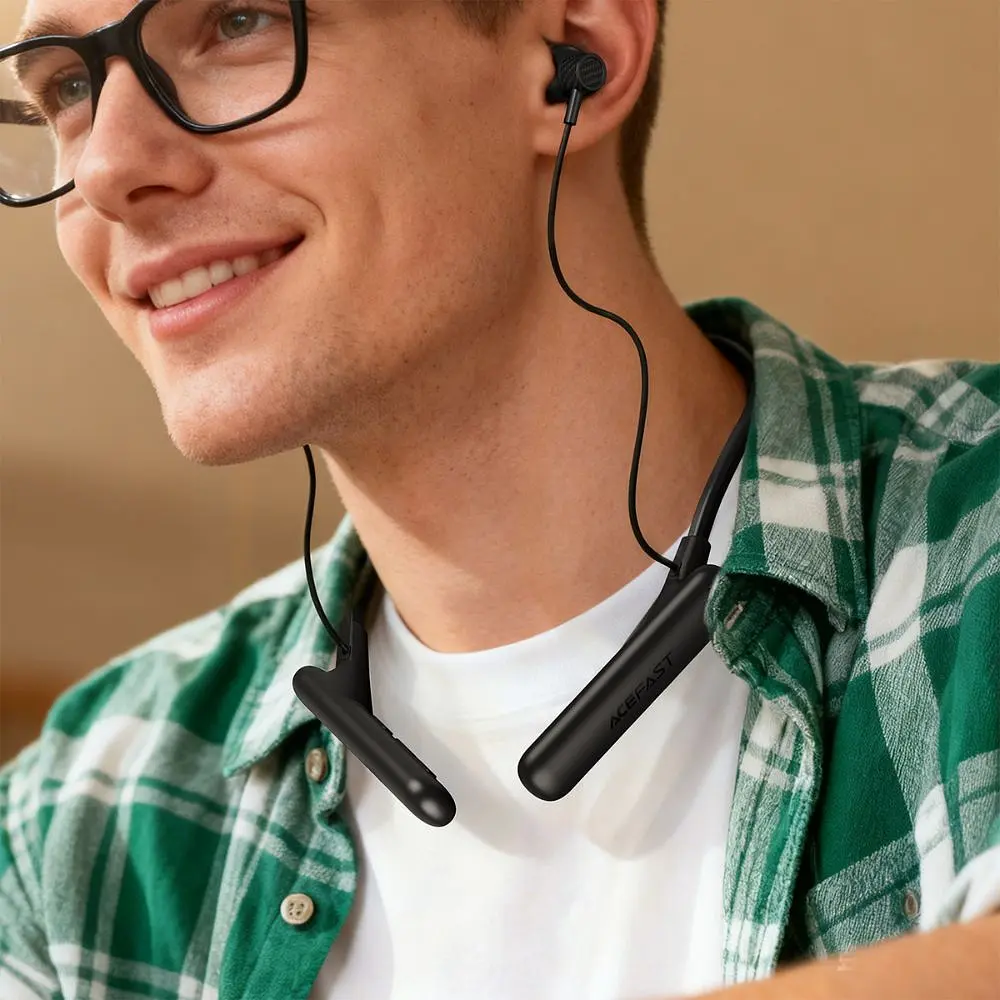 Бездротові спортивні навушники ACEFAST N8 neck hanging wireless earphones Black - фото 8