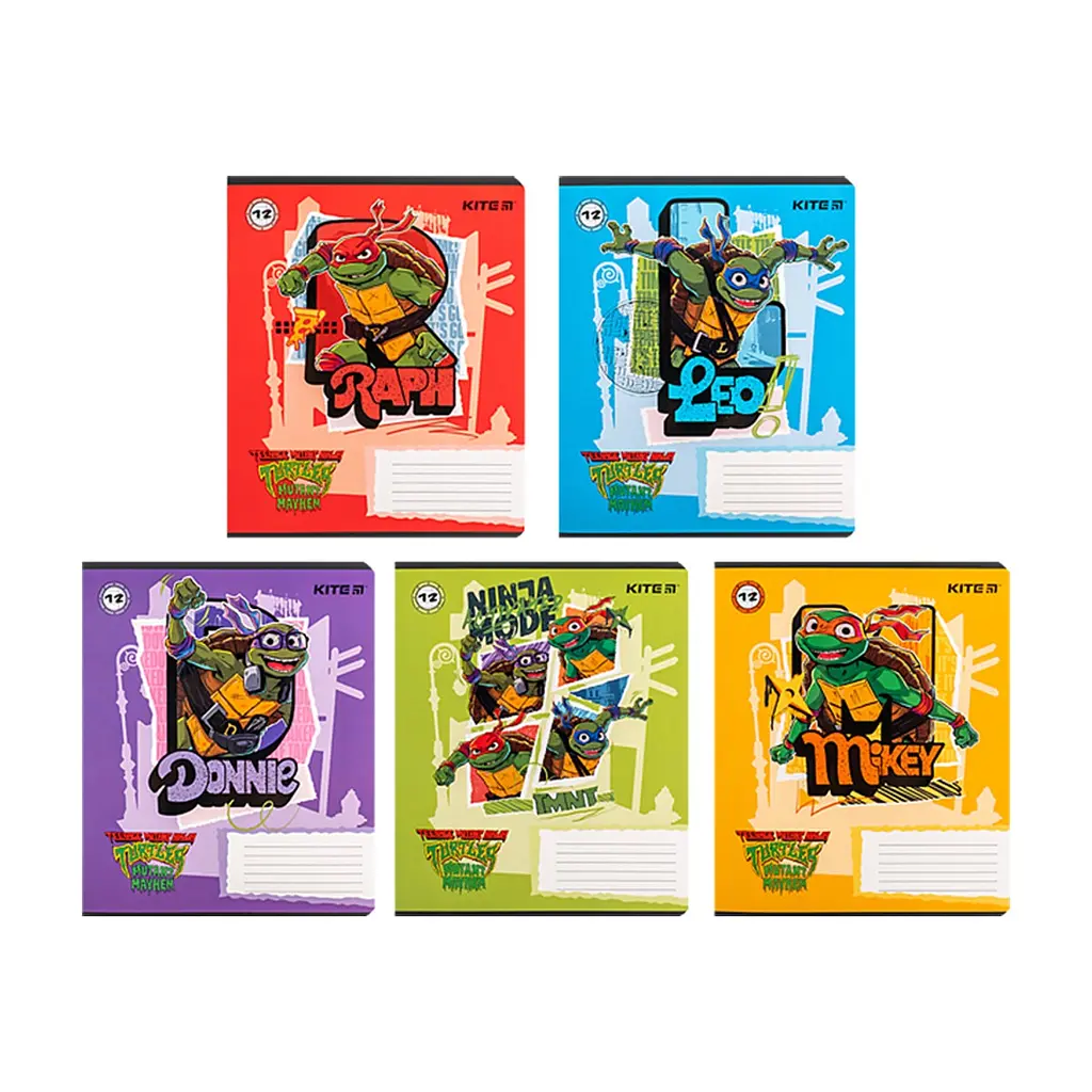 Зошит Kite Ninja Turtles, 12 аркушів, лінія (NT24-234), в асортименті