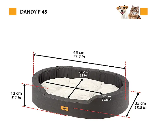 Лежак для собак та котів Ferplast Dandy F 45 зі штучним хутром сірий 45x35x13 см 82941097 - фото 4