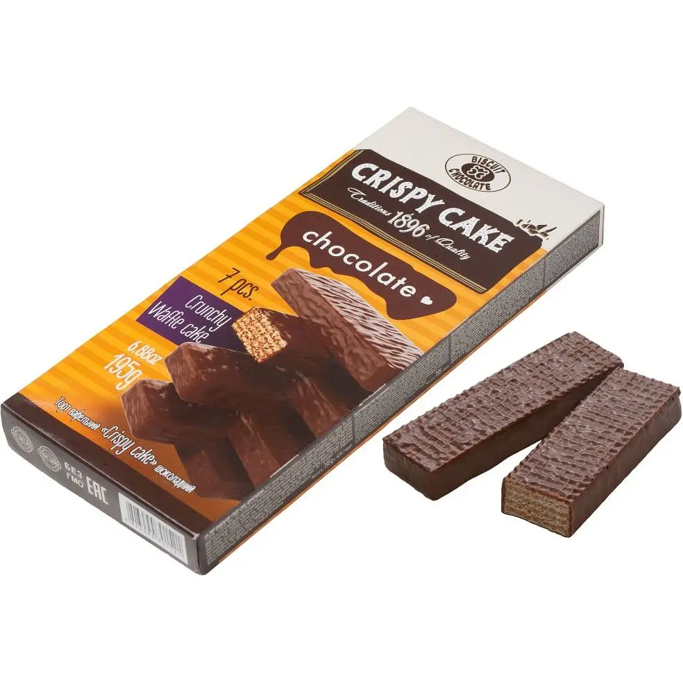 Торт вафельний Бісквіт-Шоколад Crispy Cake шоколадний, 195 г - фото 1