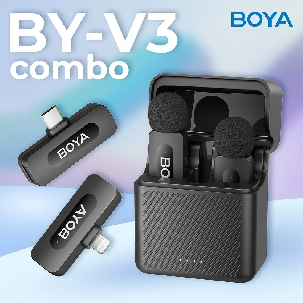Мікрофон BOYA BY-V3 combo Type-C/Lightning Black - фото 7