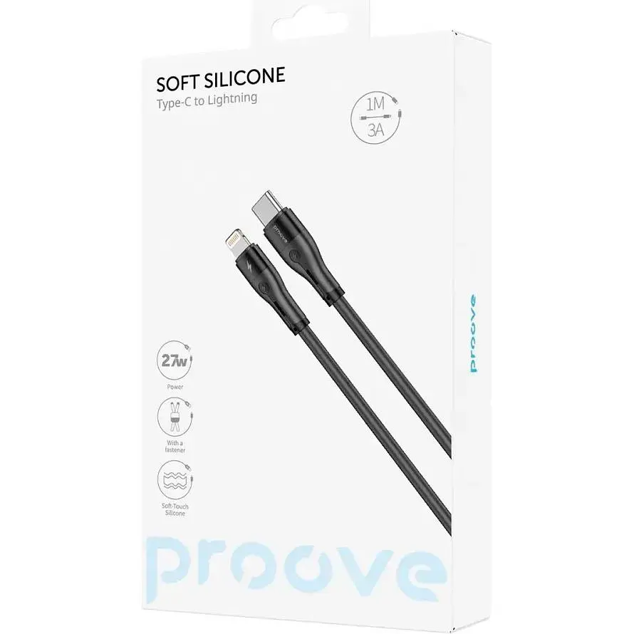 Кабель Proove Soft Silicone USB-C to Lightning 27W 1m Black (CCSO27002101) [130629] - фото 5