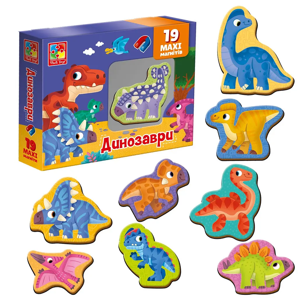 Настільна гра Vladi toys для дітей набір магнітів Динозаври (VT3106-23)