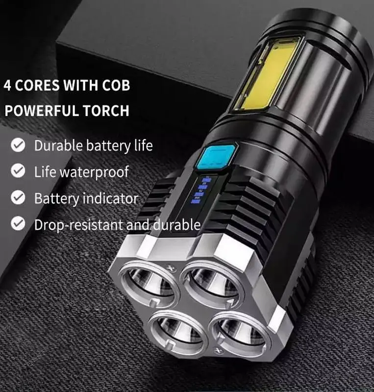 Ручной аккумуляторный фонарик X509 4LED+COB - фото 5