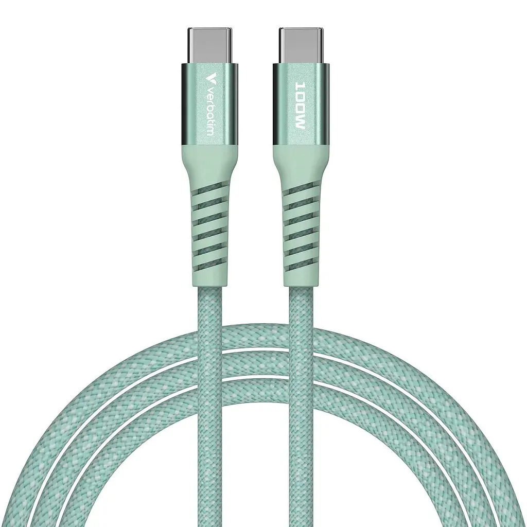 Кабель Verbatim 100 Вт /USB-C–USB-C /120 см-зелений (31855) - фото 2