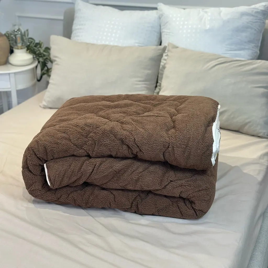 Ковдра євро відкрита двостороння з вовни Arda Pure Wool 21447 195х215 см шоколадне - фото 2