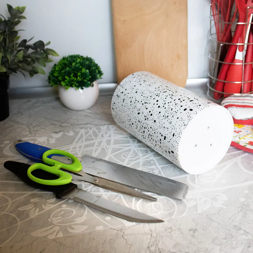 Підставка для ножів з наповнювачем із волокна універсальна Granite Knife Holder, Kitchen Master Білий 85717 - фото 5