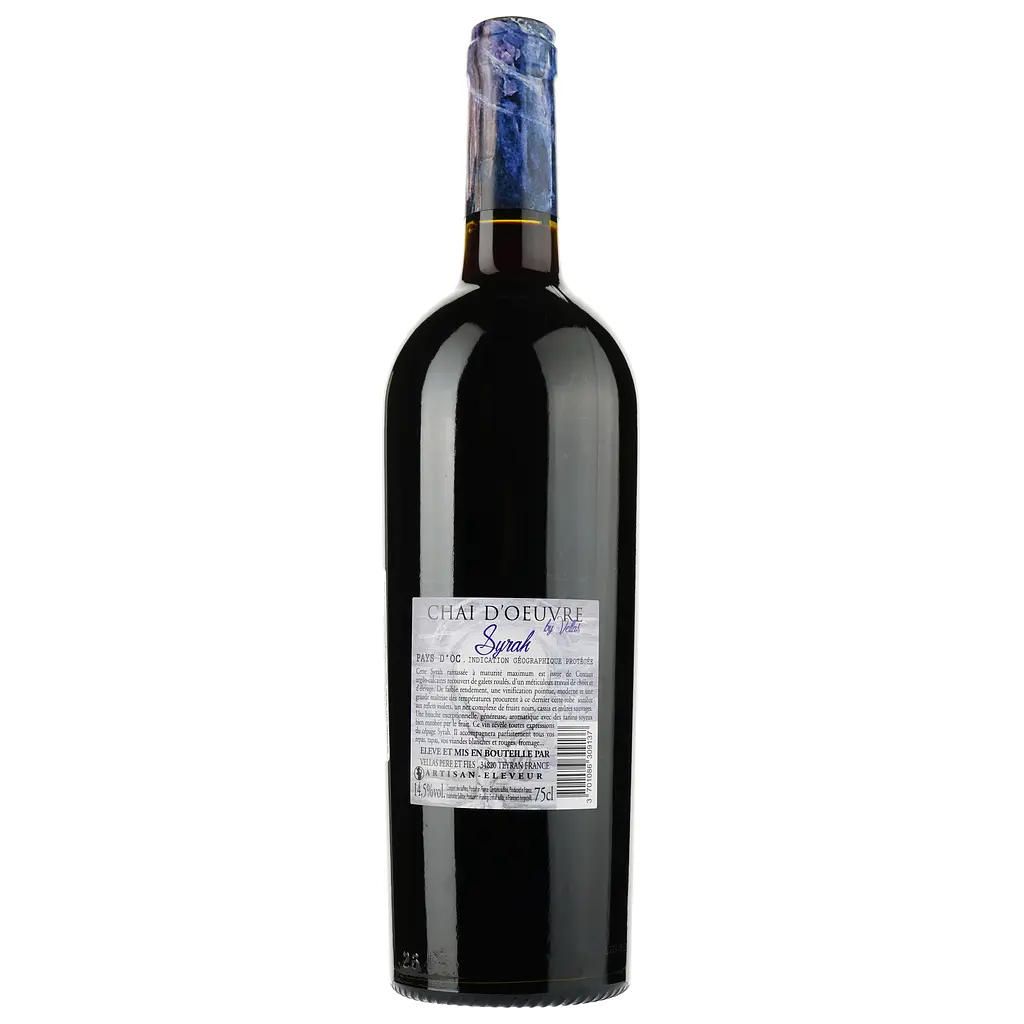 Вино Chai D'oeuvre Syrah Rouge IGP Pays D'Oc, червоне, сухе, 0,75 л - фото 2