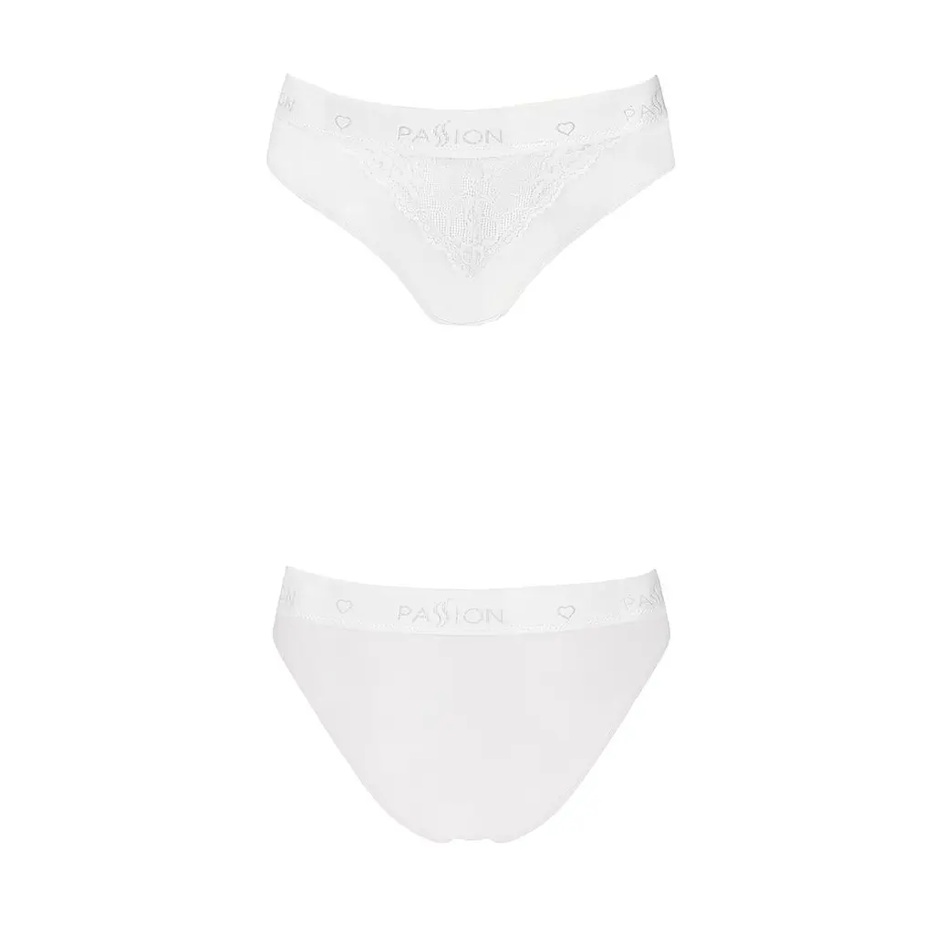 Трусики з широкою гумкою і мереживом Passion PS001 PANTIES L, white - фото 4
