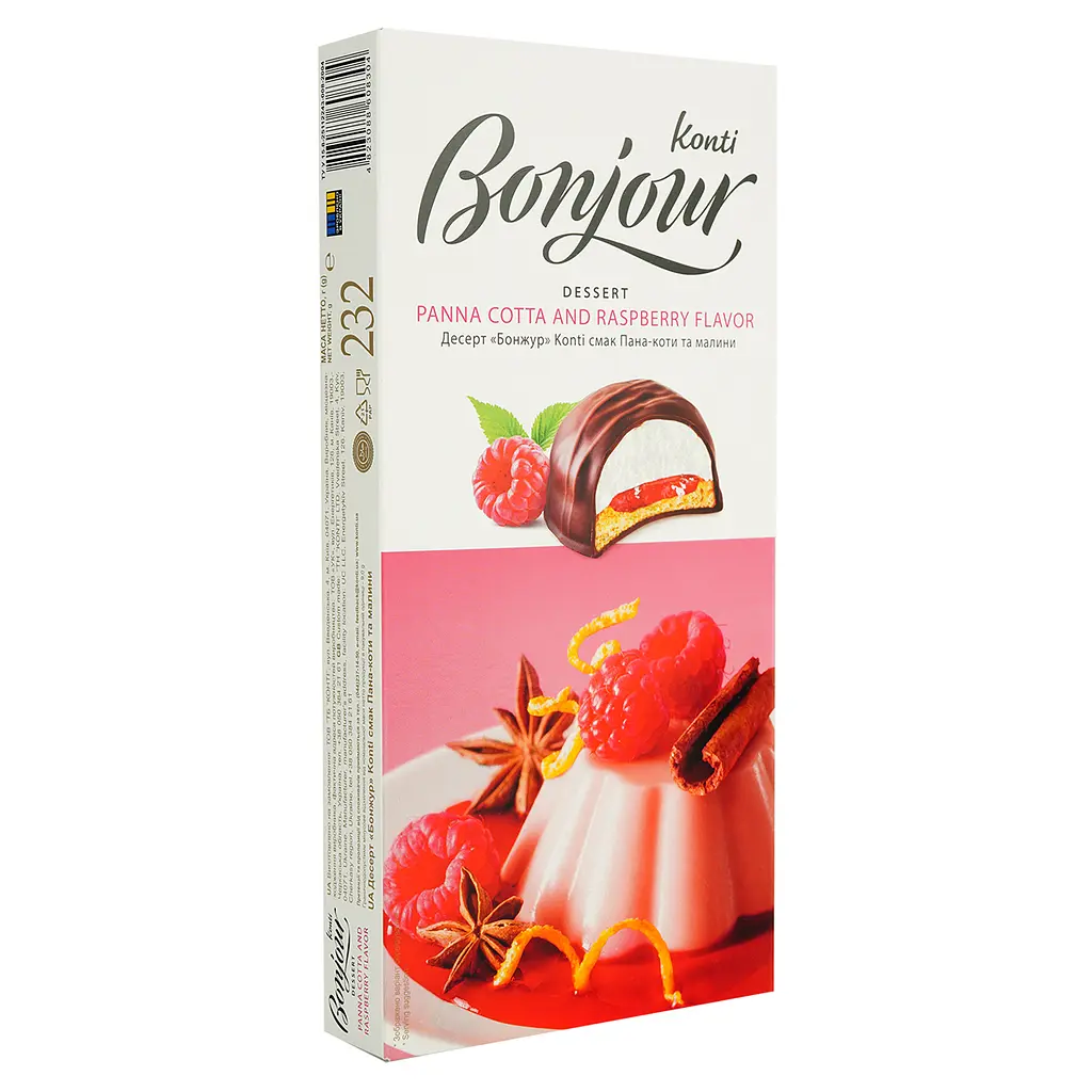 Десерт Konti Bonjour со вкусом Паннакотта и малина, 232 г (878496) - фото 2