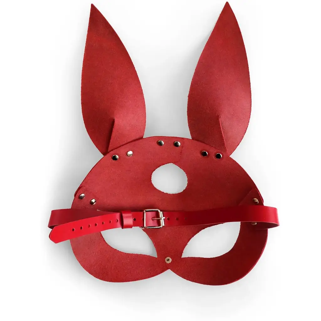 Шкіряна маска зайчика Art of Sex - Bunny mask, колір Червоний - фото 4