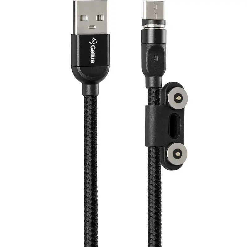 Магнітний USB кабель Gelius Pro Magenta GP-UC-U013u 3в1 (MicroUSB/iPhone X/Type-C) Black - фото 4