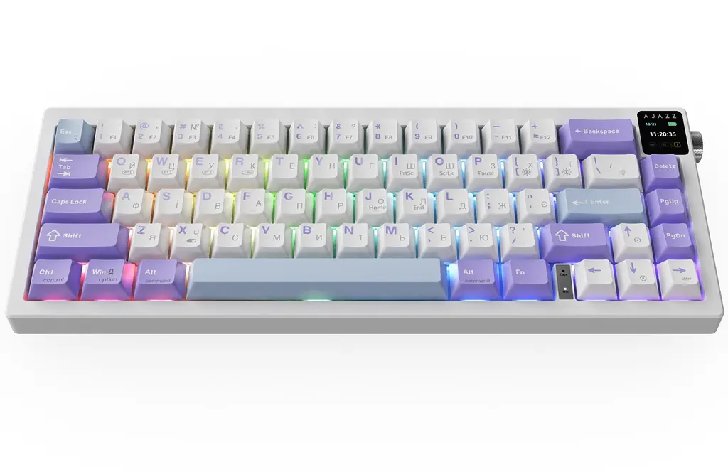 Клавіатура ігрова механічна бездротова Ajazz AK-650WP White-Purple RGB Flying Fish Switch Hot-Swap - фото 2