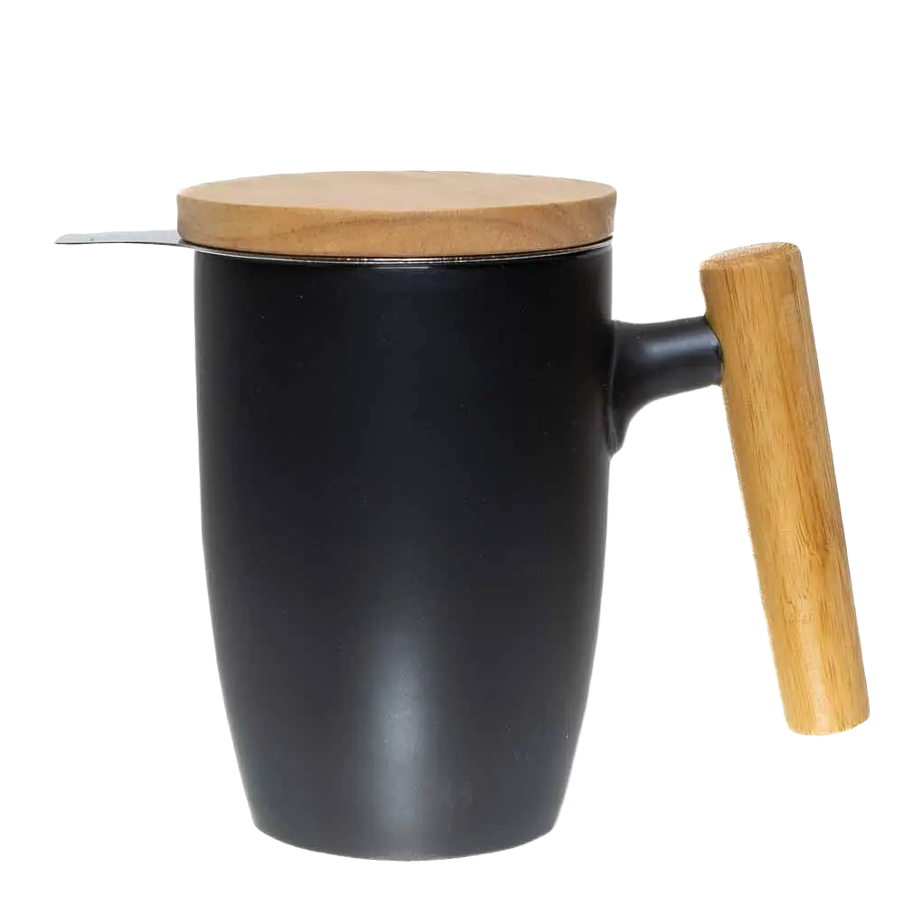 Чашка-заварник Wooden Brew Mug Light чорна, 450 мл