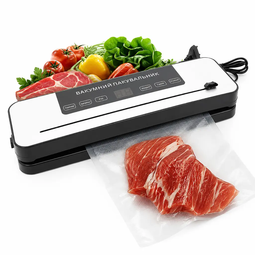 Вакуумний пакувальник для харчових продуктів Vacuum Sealer 120 Вт домашній автоматичний вакууматор Білий 88472 - фото 11