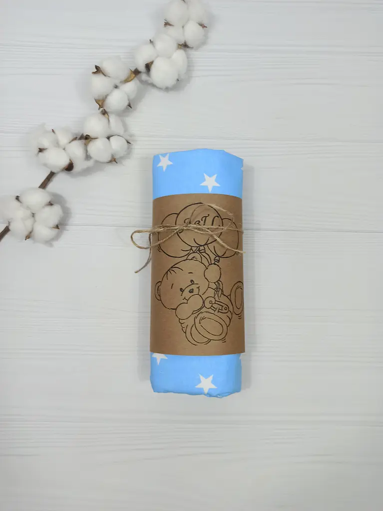 Пелюшка дитяча багаторазова непромокальна a.l.babybox Зірки 80x100 см Біло-блакитний (NV 18148419) - фото 3