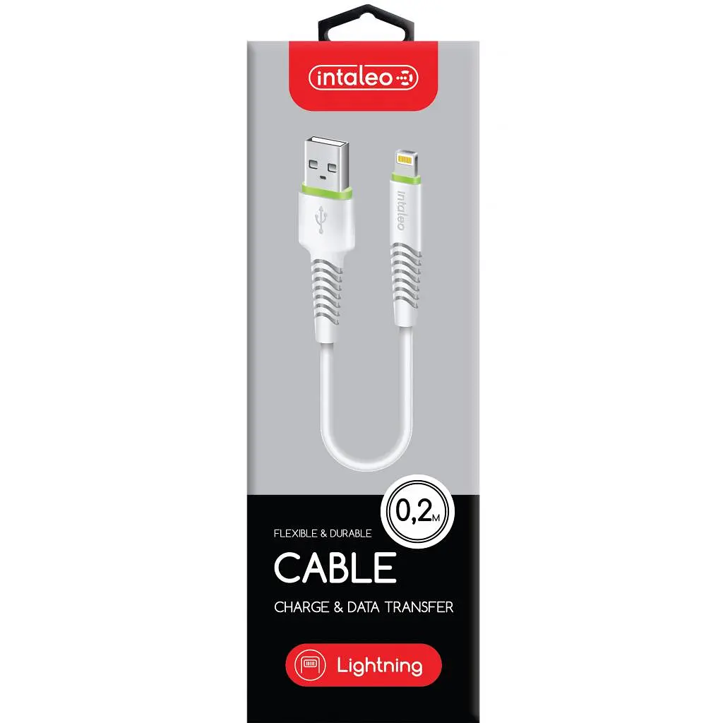 Дата кабель USB 2.0 AM to Lightning 0.2m CBFLEXL0 white Intaleo (1283126487439) - фото 2