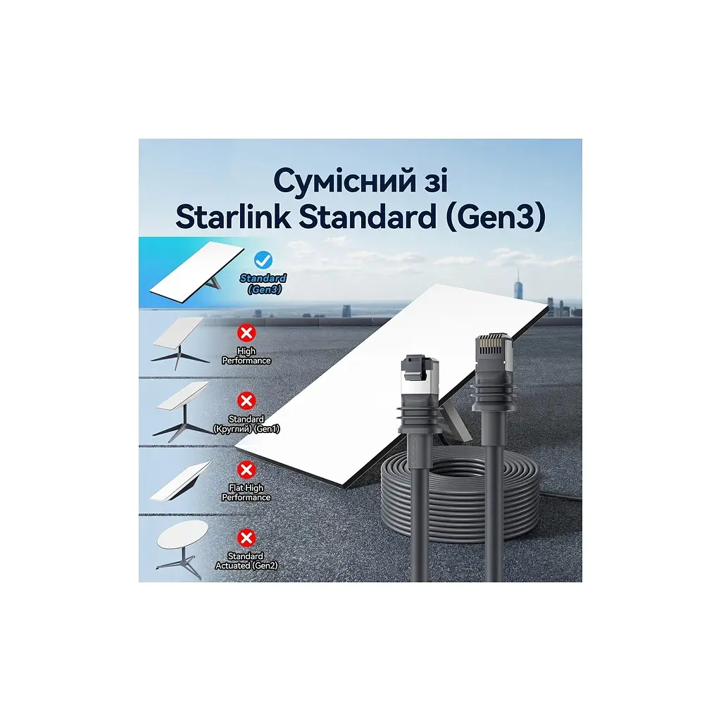 Патч-корд Vention 10 м, Starlink Gen 3 сірий (IACHL) - фото 5
